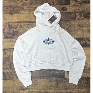 NWT Y2K Levi's‎ SilverTab Hoodie Women's Medium White Crop Long Sleeve Pullover
